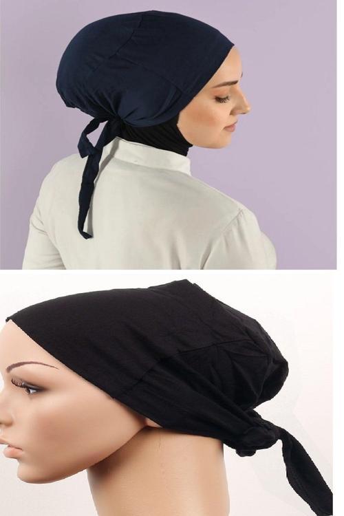 5 Adet Dikişsiz Bağlamalı Tesettür Bone - Bağlamalı Bandana Önü Dikişsiz Arkadan Bağlamalı