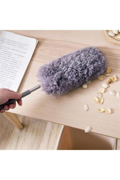 140 Cm Teleskopik Uzatılabilir Mikrofiber Yumuşak Başlıklı Gri Toz Alma Fırçası Toz Püskülü
