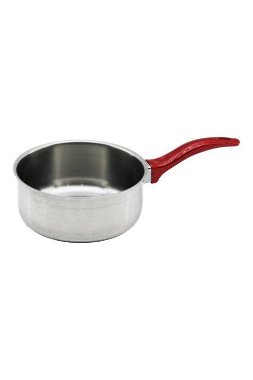 14Cm   Kırmızı Plastik Kulp   Çelik  Sos Tava (4415)
