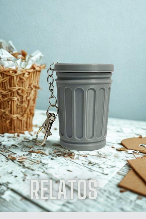Çöp Kovası Görünümlü Açılır Kapaklı Anahtarlık Çok Amaçlı Mini Saklama Kutusu  5 Cm
