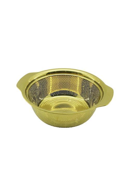 27Cm   Gold  Paslanmaz Metal  Sepet  Süzgeç  Kendinden Kulplu (4415)