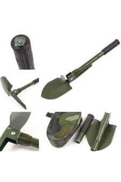 2In1 Kazma - Kürek Katlanır - Vidalı Portatif Sap Pusulalı (4415)