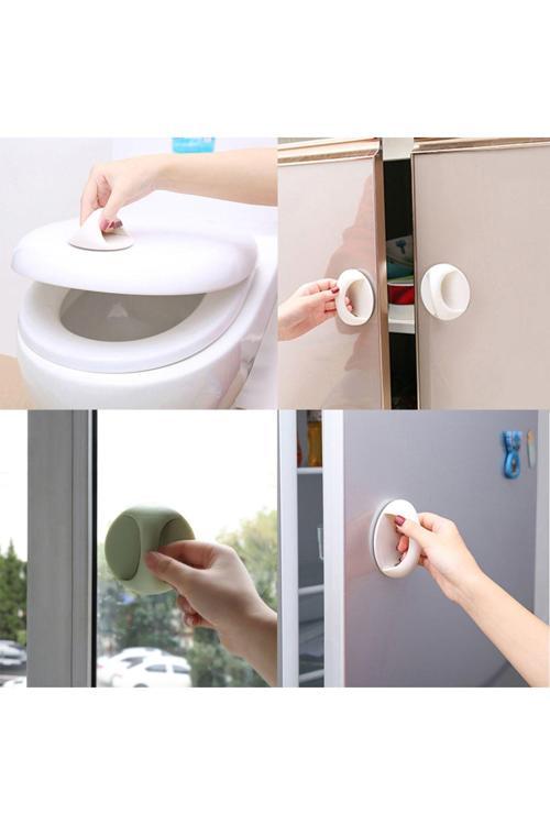 2 Adet Çok Amaçlı Yapışkanlı Kulp- Dolap Çekmece Kapı Pencere Klozet Kapağı Sürgülü Balkon Kulpu