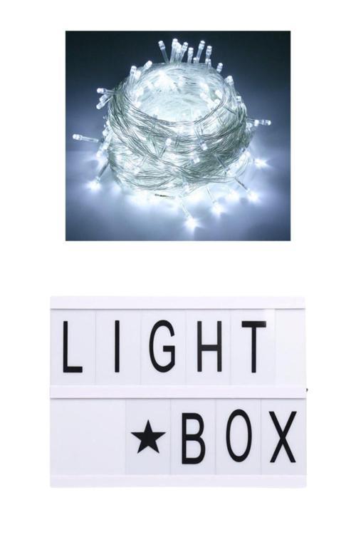 2Li Set Lightbox Dekorasyon Aydınlatma Aksesuarı 100 Ledli 10 Metre Led Aydınlatma Lambası (Beyaz)