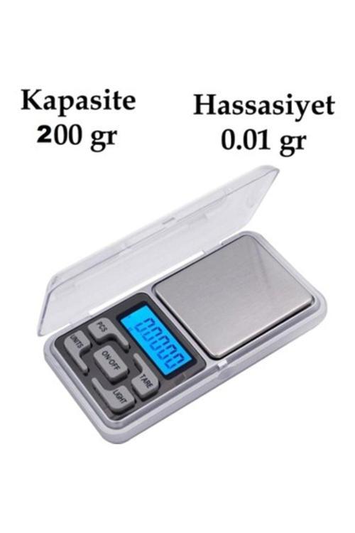 Dijital Hassas Elektronik Kuyumcu Cep Terazisi Tartı 200 Gr 0.01 Gr (4415)