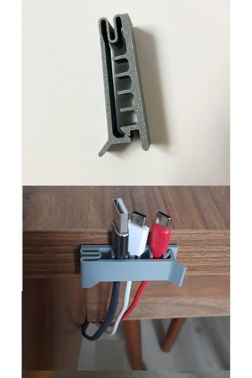 3Adet Yapışkanlı Klipsli  5 Bölmeli Kablo Toparlayıcı Düzenleyici- Usb Yazıcı Klavye Kulaklık Tutucu