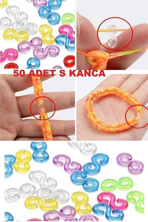 50 Adet Saydam S Kanca -Renkli Lastik Bileklik -Toka Dıy Takı Yapımı Için Birleştirici Kanca Apart