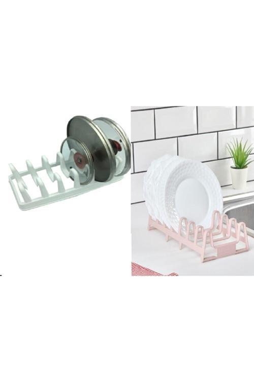 2Li Set Tencere Kapağı Organizeri Ve Pratik Tabaklık-6 Bölmeli Kapak Organizer 7 Bölmeli Tabaklık