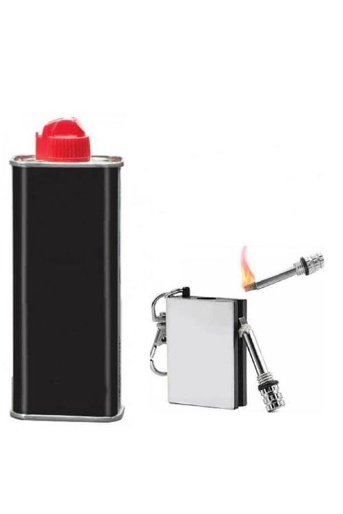 Benzinli Metal Bitmeyen Kibrit Çakmak Ve 125 Ml Benzini