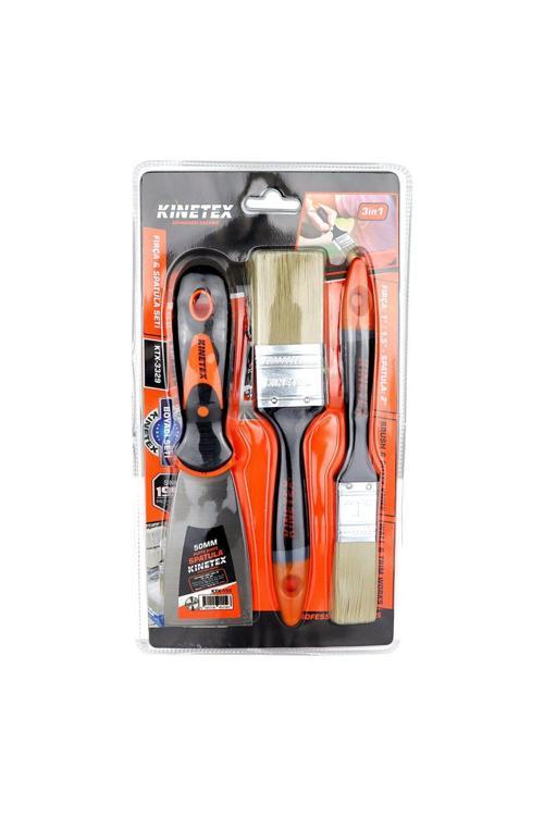 3Pcs  Boyacı - Nalbur Set  50Mm Spatula - 2X Kestirme Fırça (4415)