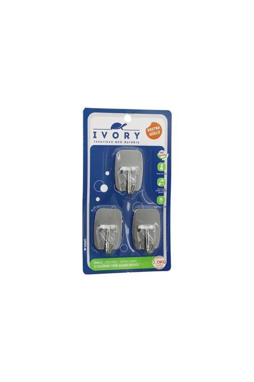 3Pcs Dikdörtgen - Komple Metal  Yapışkan Askı  2Kg Taşıma (4415)