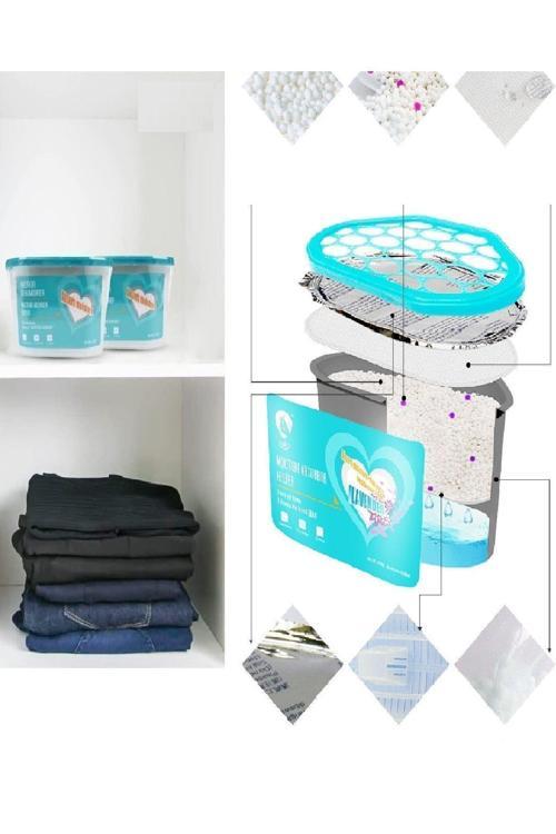 4 Adet 600 Ml Nem Alıcı Rutubet Giderici Aparat - Limonlu Mutfak Salon Banyo Küf Koku Alıcı Granül