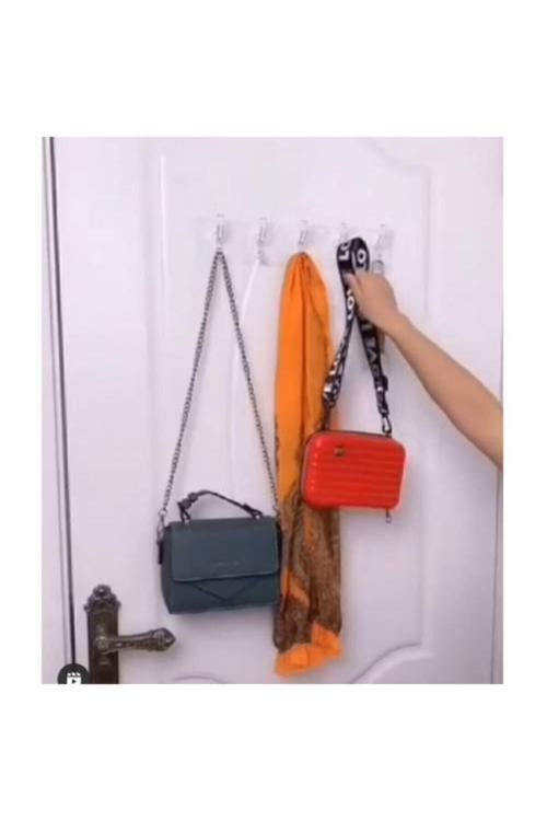 5'Li 29*7 Şeffaf Güçlü Kendinden Yapışkanlı Kapı Duvar Askısı Ağır Yük Taşıma