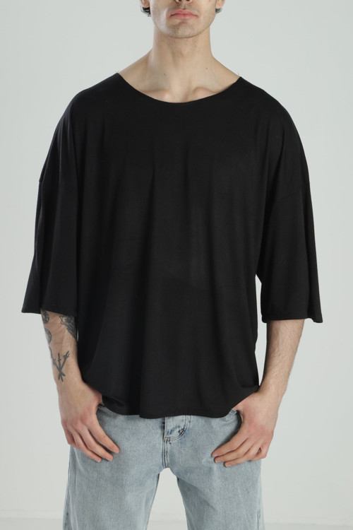 Fakir Kol Siyah Viscon T-Shirt