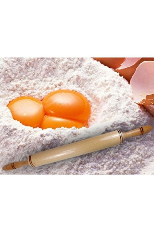 Dönerli Ahşap Merdane Hamur Açma Merdanesi Mantı Poğaça Börek Hamuru Açma Mutfak Büyük Oklava