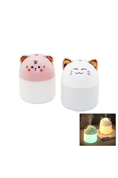 Beyaz Hava Nemlendirici- Buhar Makine- Koku Giderici Usb Şarjlı- Işıklı250Ml (4415)