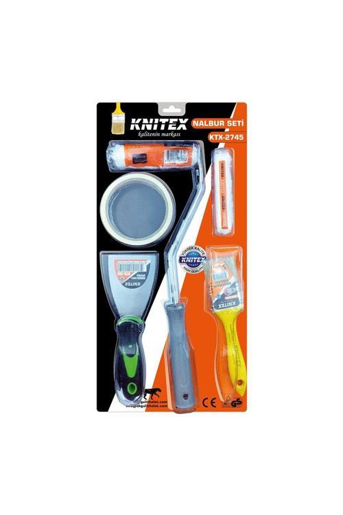 5Pcs  Boyacı - Nalbur Set  Spatula - Kestirme Fırça - Yedek Rulo - Bant - 10Cm Fırça (4415)