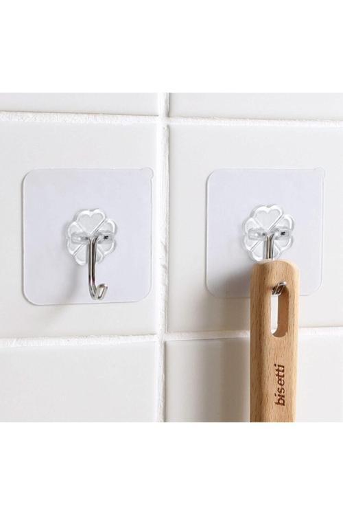 Kendinden Yapışkanlı Şeffaf Askı 10 Adet Mutfak Banyo Askı