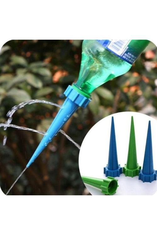 4 Adet Konik Kendinden Sulama Plastik Otomatik Bitki Bahçe Çiçek Sulama Aparatı (0,5 Ve 1,5 Lt)