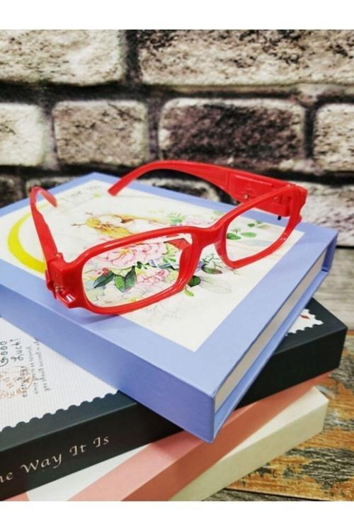 Kırmızı Led Işıklı Gözlük Camsız Kitap Dergi Okuma Işığı Gece Göz Yormayan Işık 2 Ledli