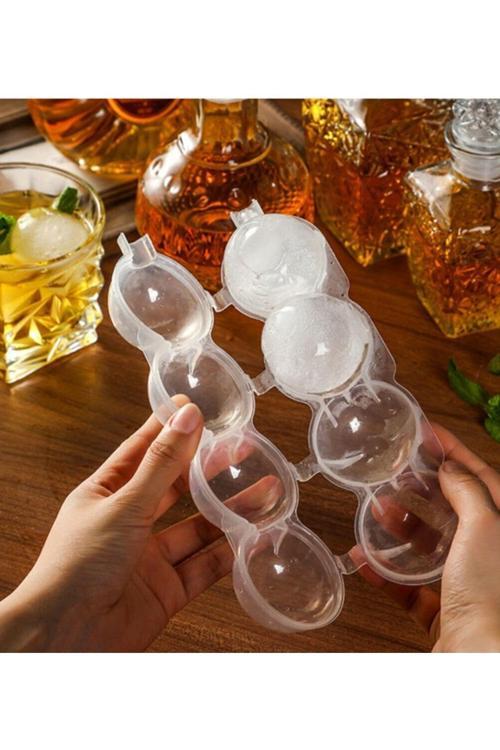 4 Bölmeli  Küre Buz Topu Kalıbı -  Yuvarlak Buz Topu (4415)