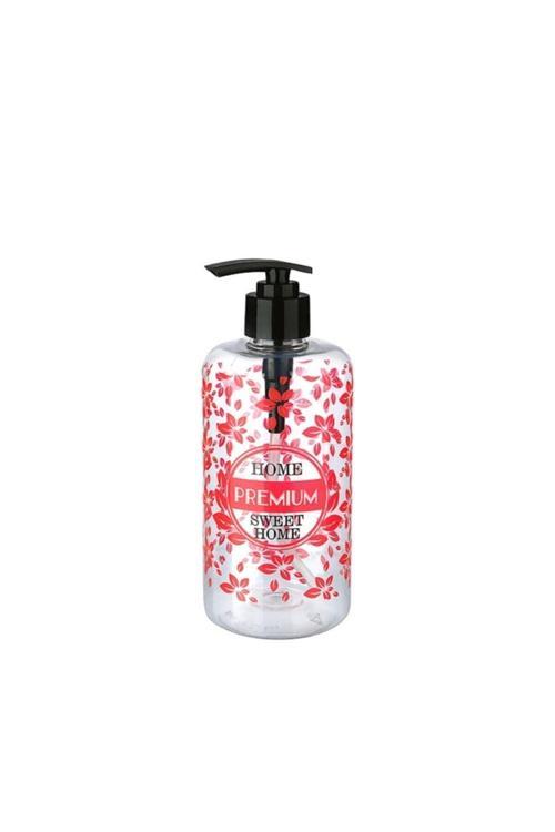 Kırmızı Şeffaf 500 Ml Yuvarlak Sıvı Sabunluk Mutfak Banyo Sabunluk