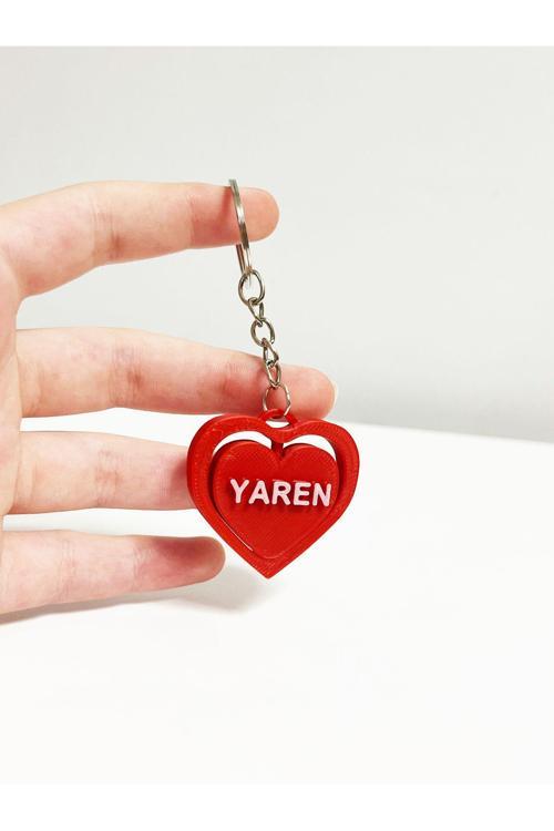 Kişiye İsminize Özel Anahtarlık – İsimli 360 Derece Dönen Kalp Anahtarlık