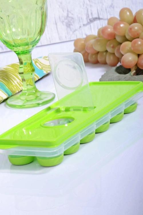 Kapaklı Buz Kalıbı Yapışmaz Silikon Kare Taban 12 Bölmeli - 3 Adet