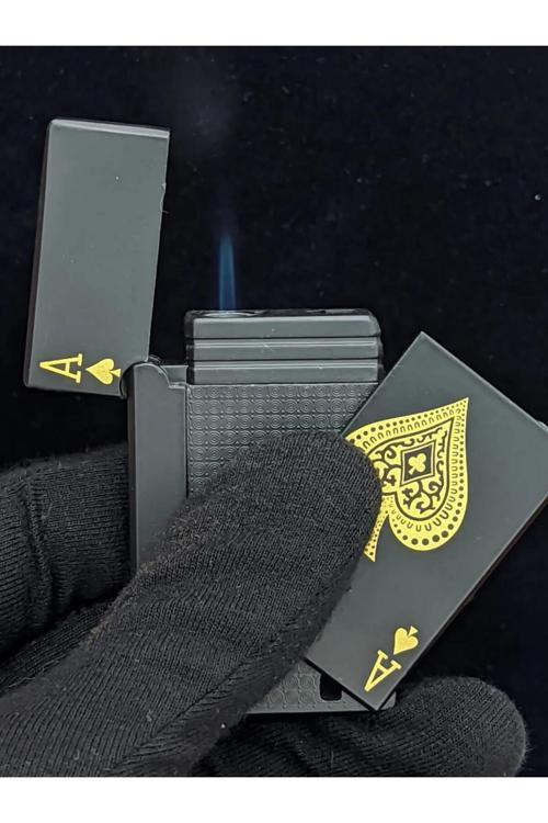 Kapaklı İskambil Kağıdı Figür Çakmak Yaratici Poker Tasarim Jet Alev Oyun Kartı Çakmak