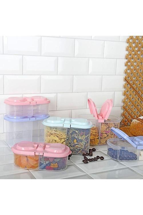 2 Bölmeli Saklama Ve Erzak Kabı 1200 Ml