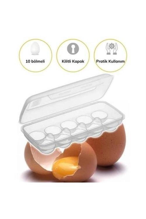 10 Bölmeli Kilitli Kapaklı Yumurtalık Saklama Kutusu
