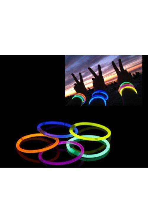 10 Lu Floresan Neon Çubuk Karanlıkta Işık Veren Neon Bilezik Fosforlu Parti Işık Çubukları