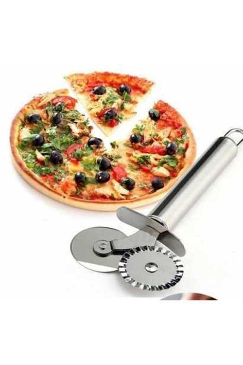 Metal Hamur, Pizza, Börek Kesme Bıçağı Çift Başlıklı Paslanmaz Metal