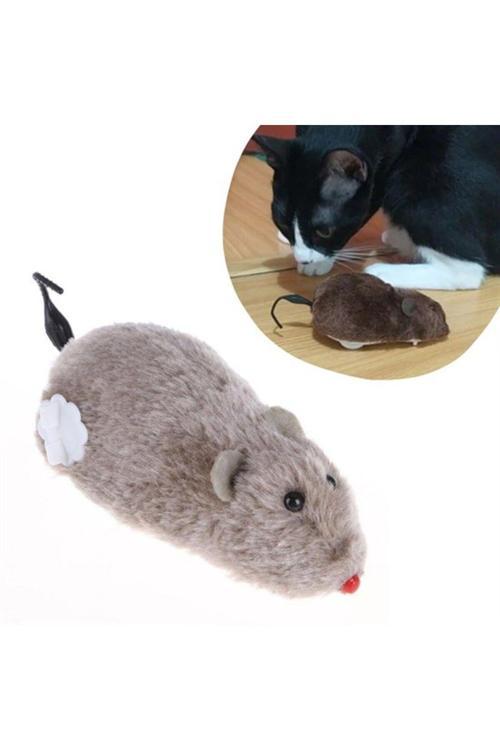 Kurmalı Kedi Eğitim Oyuncağı Tüylü Peluş Fare Yakalama İnteraktif Sevimli Eğlenceli Oyuncak (4415)