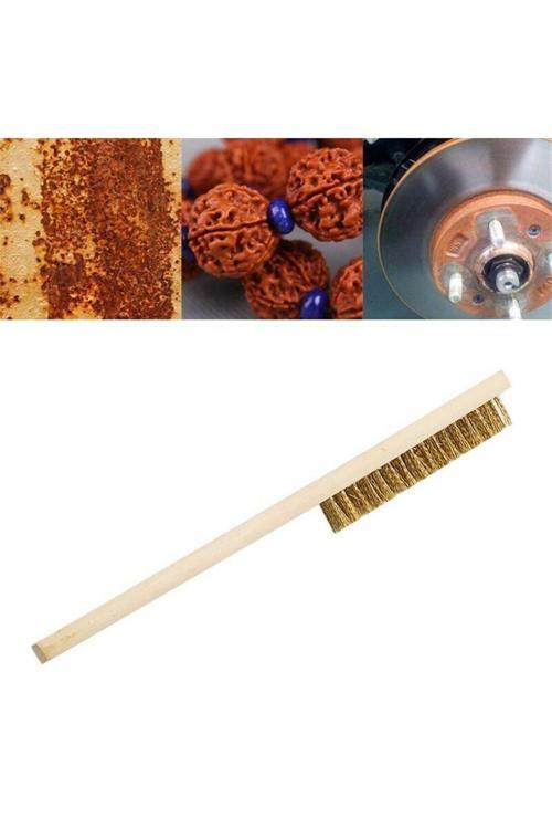 Metal Telli Fırça Ahşap Saplı Pas Kir Sökme Temizleme Fırçası (4415)
