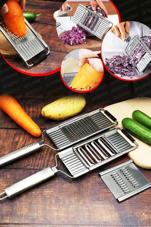 3 Fonksiyon Bir Arada Paslanmaz 3 Bıçaklı Sebze Dilimleyicidilimleyici Doğrayıcı Çoklu Rende