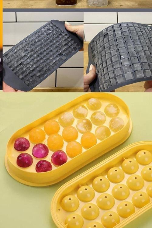 2 Li Buz Kalıbı Seti 160Lı Silikon Minik Küp Şekilli Silikon Buz Kalıbı 13 Göz Kristal Küre Buzluk