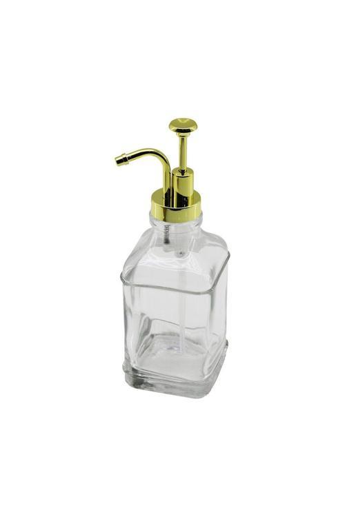 Kare Cam Şişe - Şeffaf Sıvı Sabunluk 500Ml Pompa - Musluk Ayrık Model Başlı (4415)