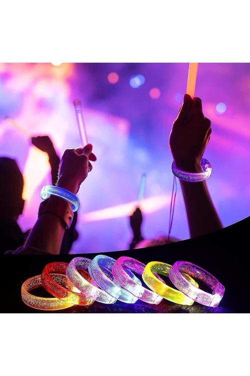 Led Işıklı Pilli Işıklı Rengarenk Kalın Bileklik Işıklı Bilezik Karışık Renk 1 Adet (4415)