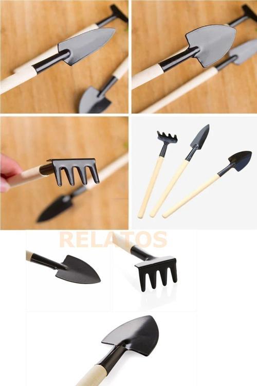 Mini  3 Parça Bitki Hobi Seti - Bahçe Saksı Sukulent Bakım Çapa-Tırmık-Kürek