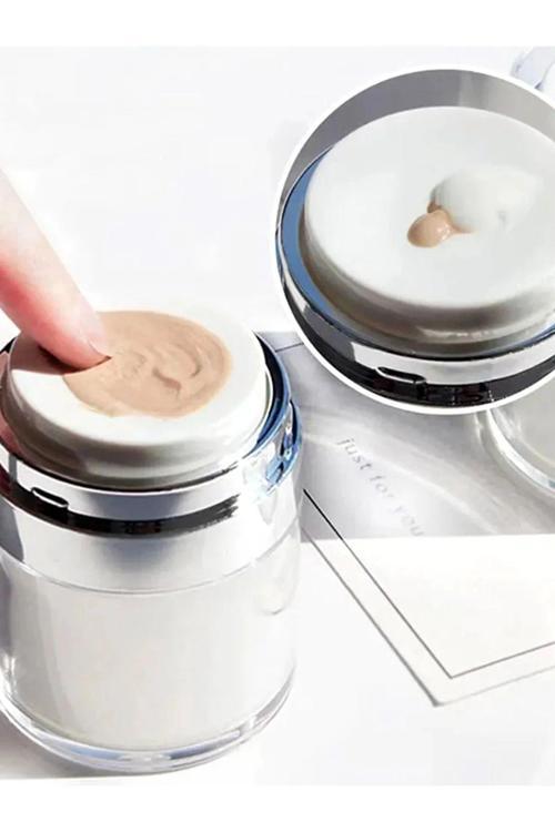 Pompalı Seyahat Tipi Krem Kutusu  Akrilik Vakumlu Şişe Fondoten Losyon Kozmetik Krem Kavanozu 50 Ml