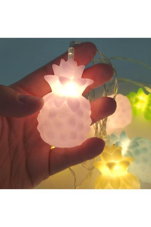 Karışık Renk Dekoratif Ananas Dolama 10 Lu Şerit Led Işık Zinciri (4415)