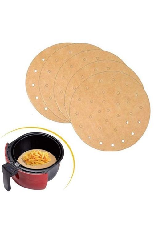 100 Adet Yuvarlak Delikli Airfryer Pişirme Kağıdı Tek Kullanımlık Hava Fritözü
