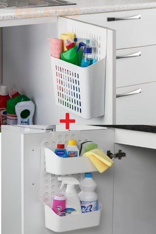 2 Li Set Dolap Düzenleyici Organizer 2 Katlı Dolap Içi Deterjanlık Dolap Kapağına Asılan
