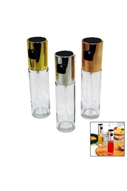 100 Ml Sprey Cam Yağdanlık Krom - Renkli Sprey Kafa - İnce Uzun Şişe (4415)