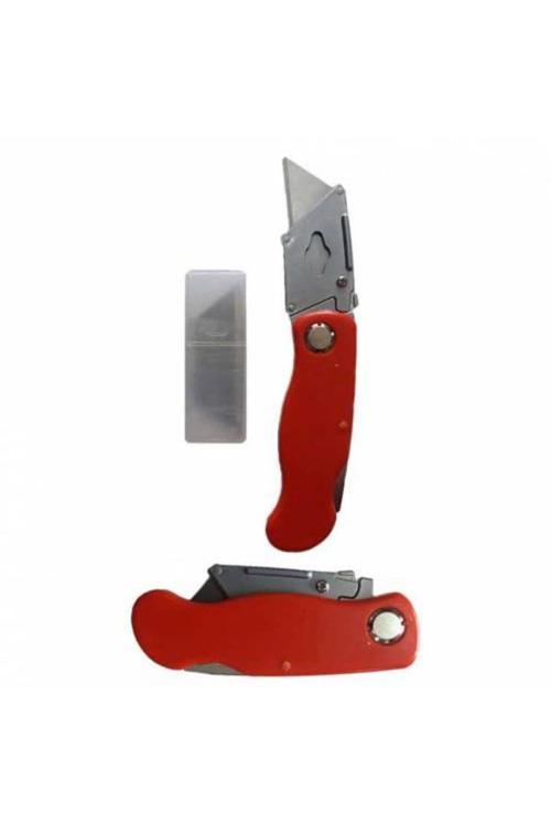Katlanabilir Halıfleks Maket Bıçağı Falçata 5 Yedek Başlık Cep Ve Kemer Kancalı