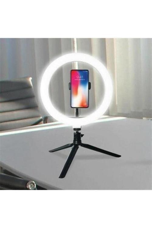 Ring Light Tripod Led Halka Işık 26 Cm Sosyal Medya Içerik Üretim Stüdyo Video Fotoğraf Işık Halkas