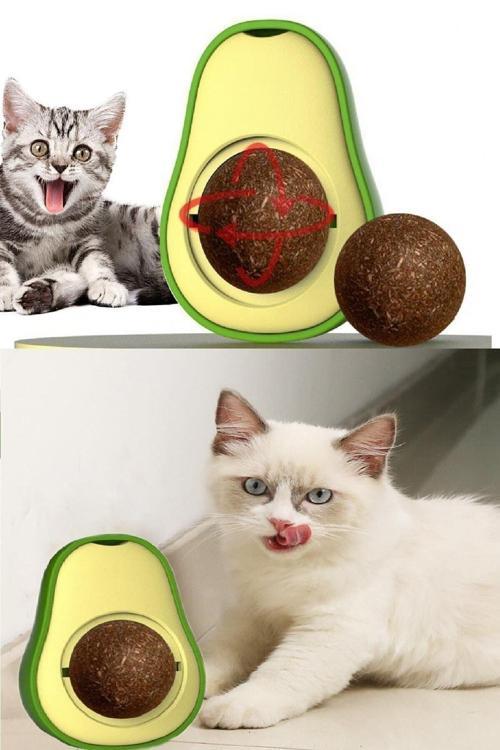 Avokado Kedi Nanesi Oyun Topu Dönen Kedi Oyuncağı