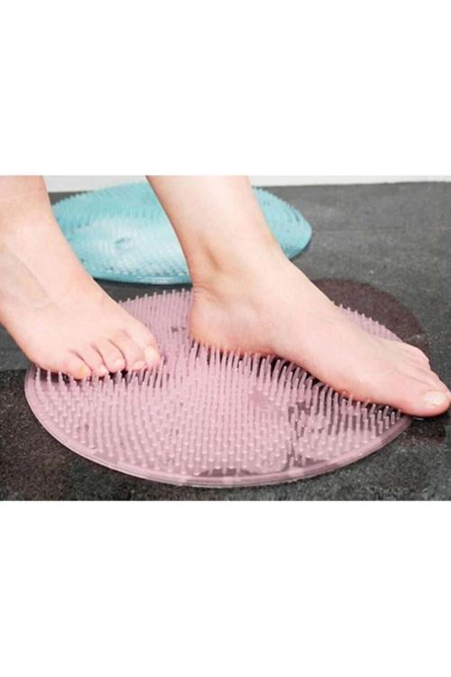 Vantuzlu Banyo Fırçası Ve Masaj Pedi Kaydırmaz Banyo Paspas Smiley Silikon Fırça Sırt Kese Pedi