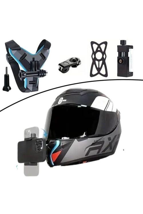 Motorsiklet Kask Önü Takılan Telefon Tutucu Aksiyon Kamerası Takılabilen Aparat (4415)